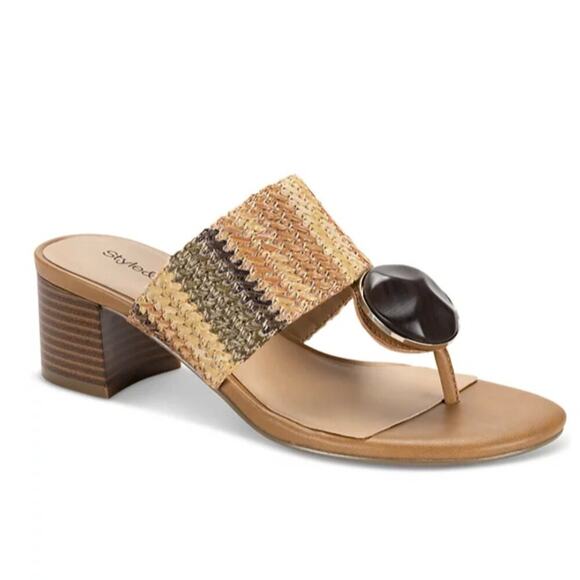 Style & Co Brandyy Embellished Raffia Chunky heels mocha - 8.5 - Picture 1 of 14